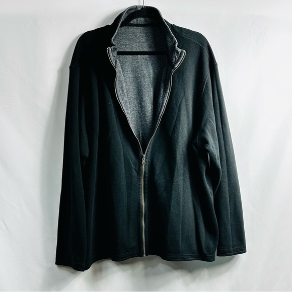Reversible Men’s Sz XXL Black & Gray Mock Neck Full Zip Long Sleeve Jacket - Picture 1 of 6